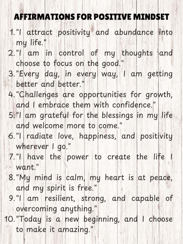 Affirmations On Positive Mind Set