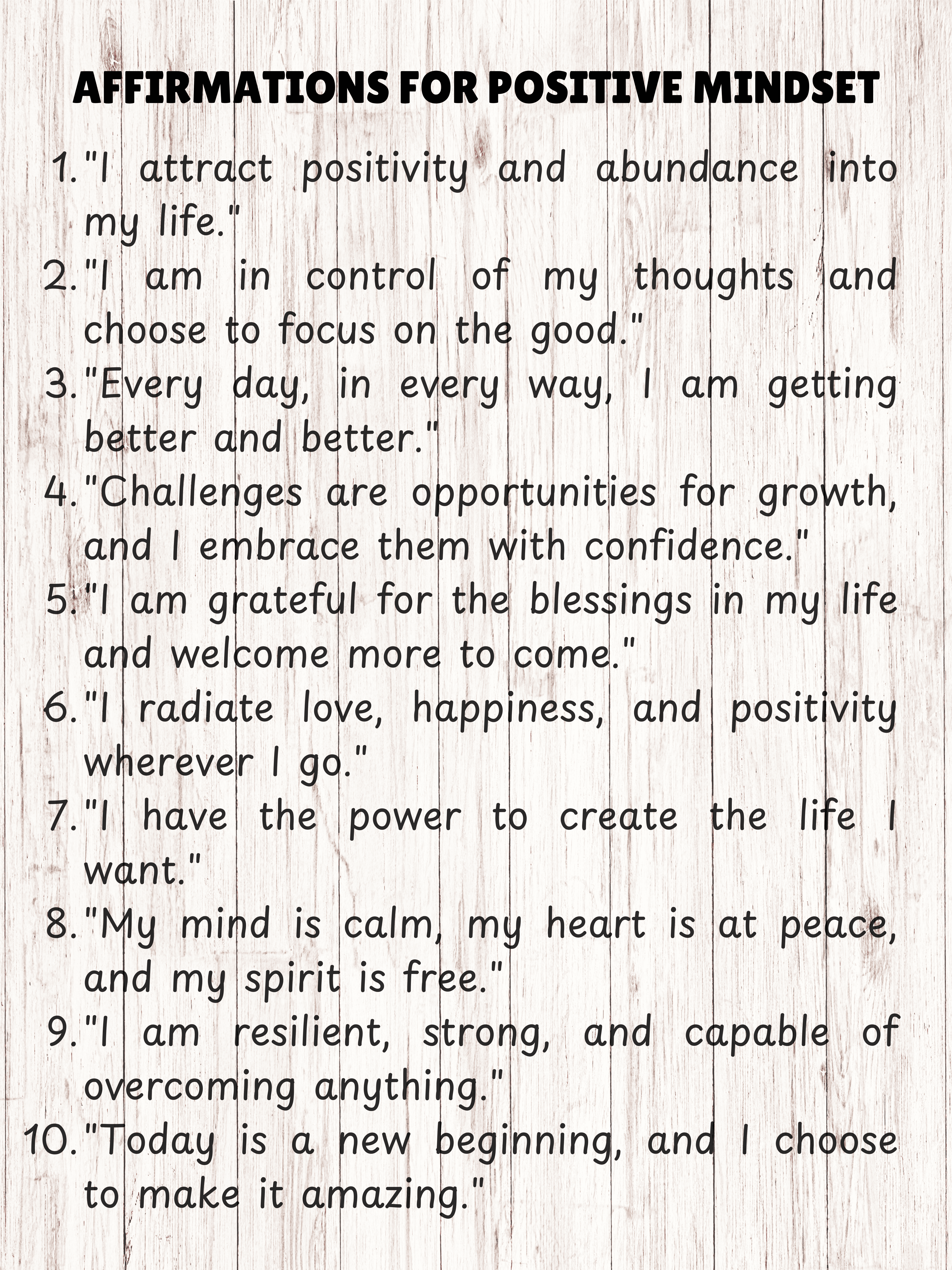 Affirmations On Positive Mind Set